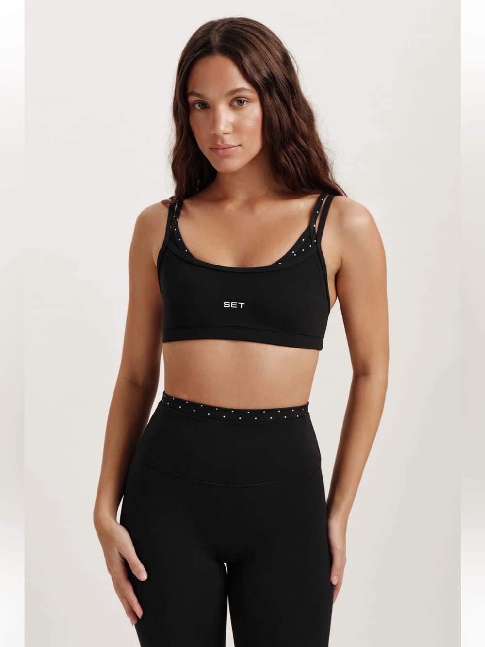 NWT SET Active Dalmatian Airluxe Breathe 1.0 Layered Move Bra & Control Leggings